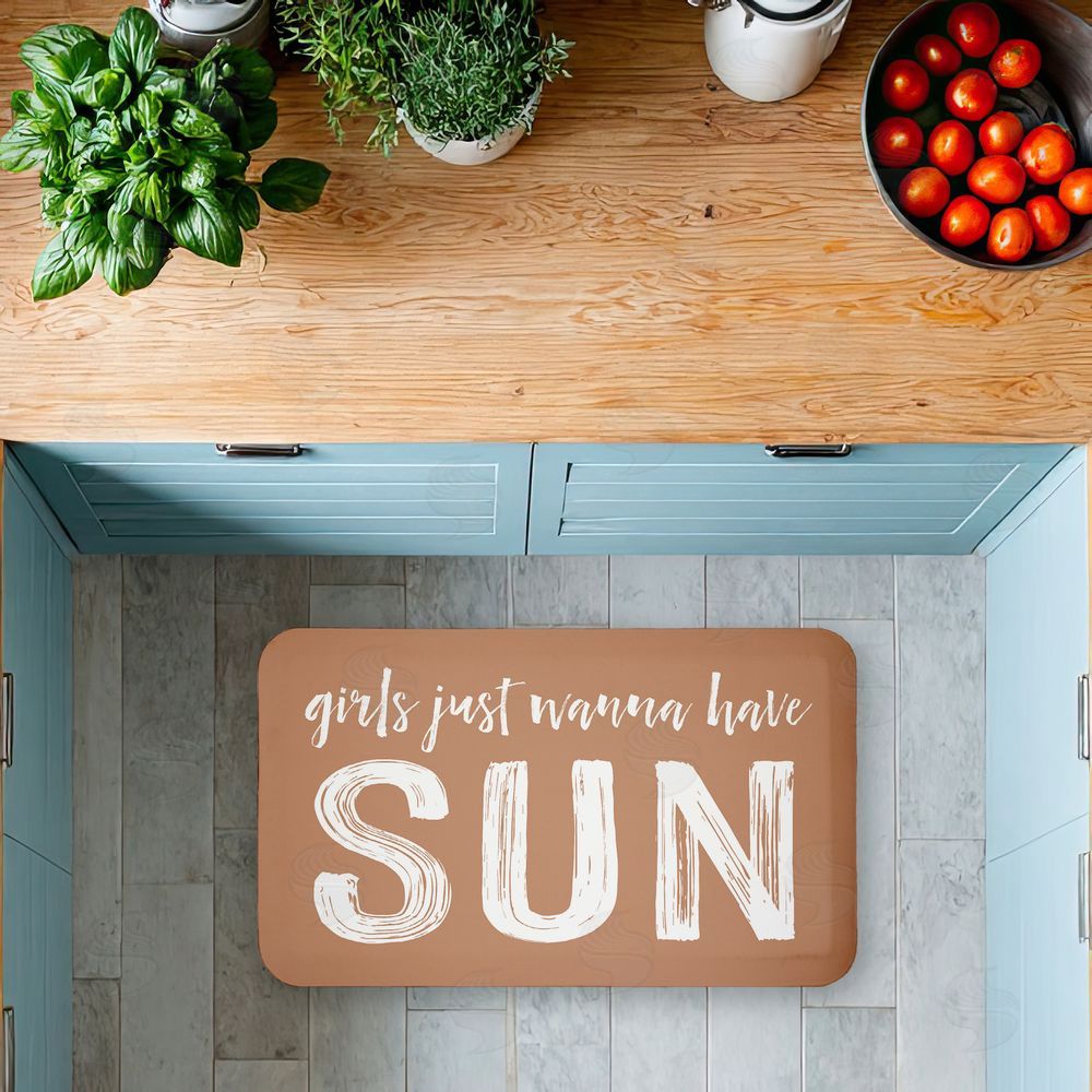 Lettered and Lined Girls Just Wanna Have Sun Kitchen Floor Mat