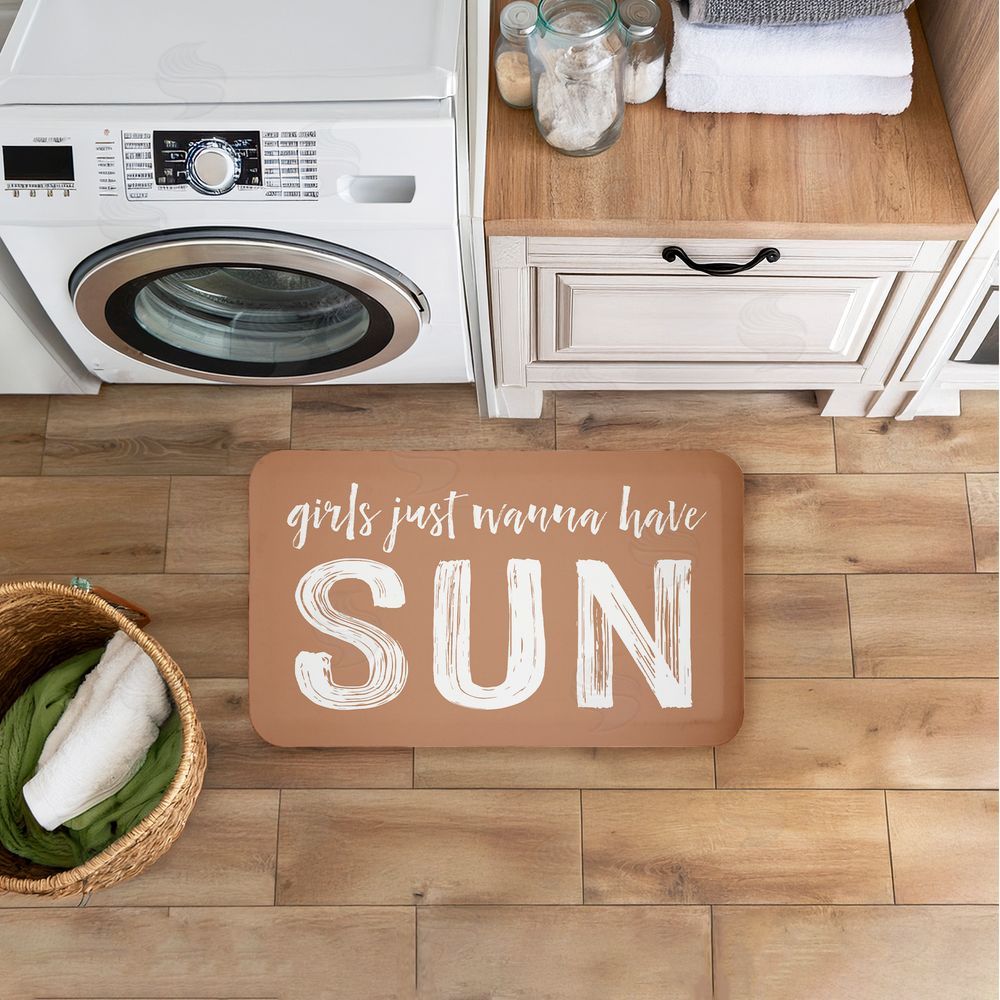 Lettered and Lined Girls Just Wanna Have Sun Kitchen Floor Mat
