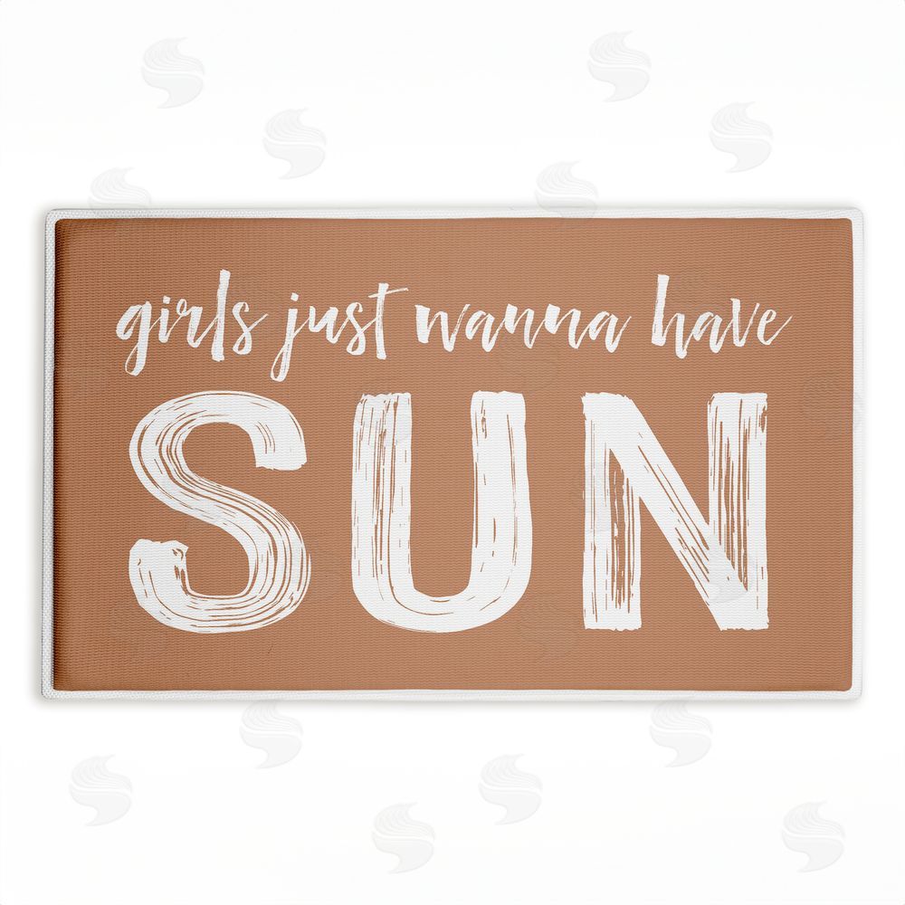 Lettered and Lined Girls Just Wanna Have Sun Plush Bathroom Floor Mat