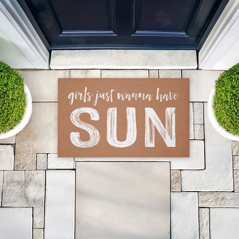 Lettered and Lined Girls Just Wanna Have Sun Unwoven Outdoor Door Mat