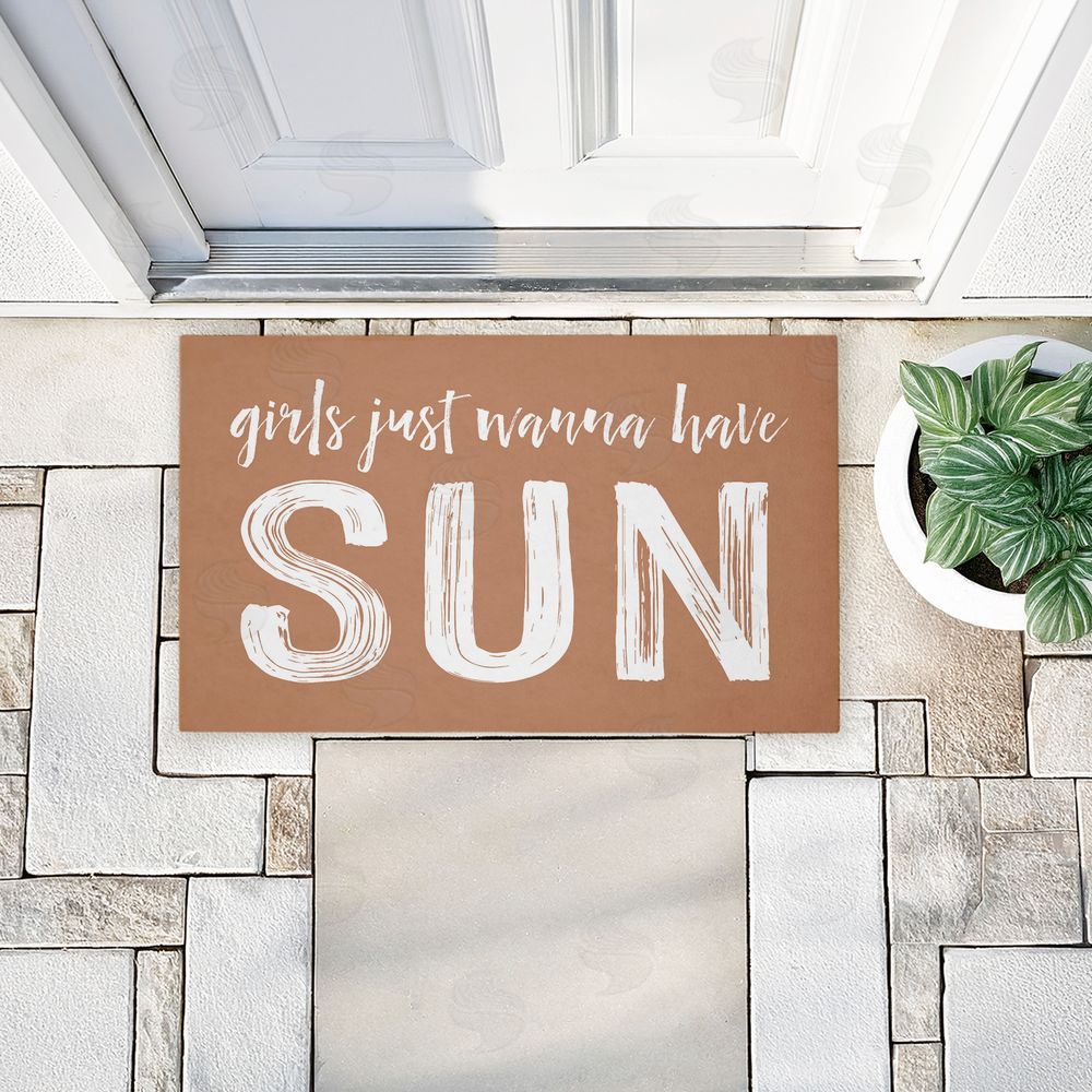 Lettered and Lined Girls Just Wanna Have Sun Unwoven Outdoor Door Mat