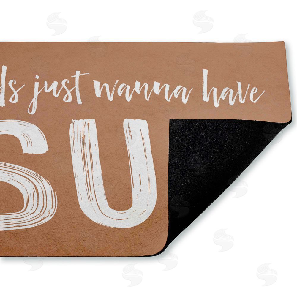 Lettered and Lined Girls Just Wanna Have Sun Unwoven Outdoor Door Mat