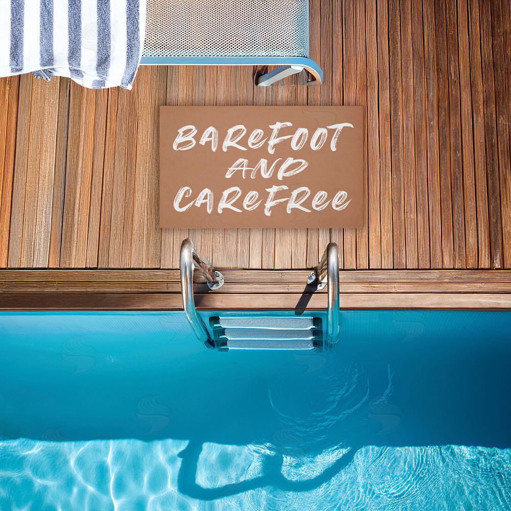 Lettered and Lined Barfoot & Carefree Summer Unwoven Outdoor Door Mat