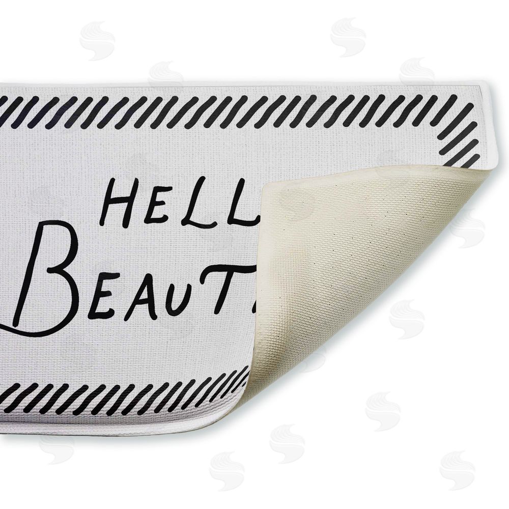 Lettered and Lined Hello Beautiful Greeting Plush Bathroom Floor Mat