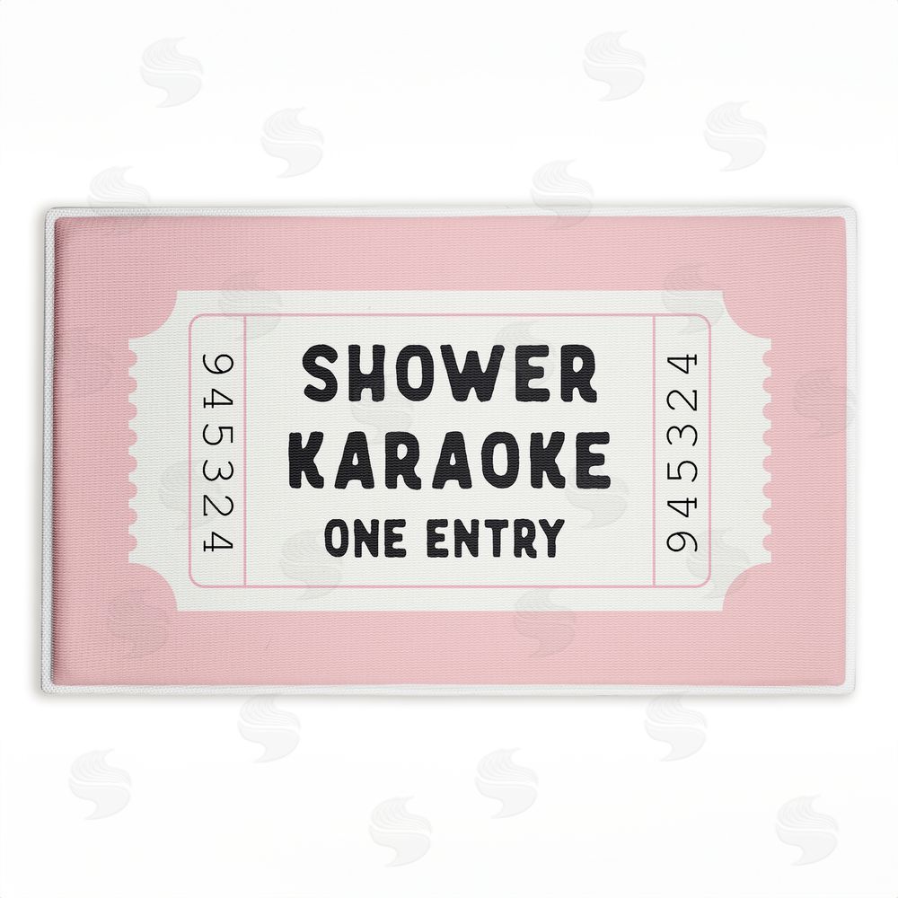 Lettered and Lined Shower Karaoke Pink Plush Bathroom Floor Mat