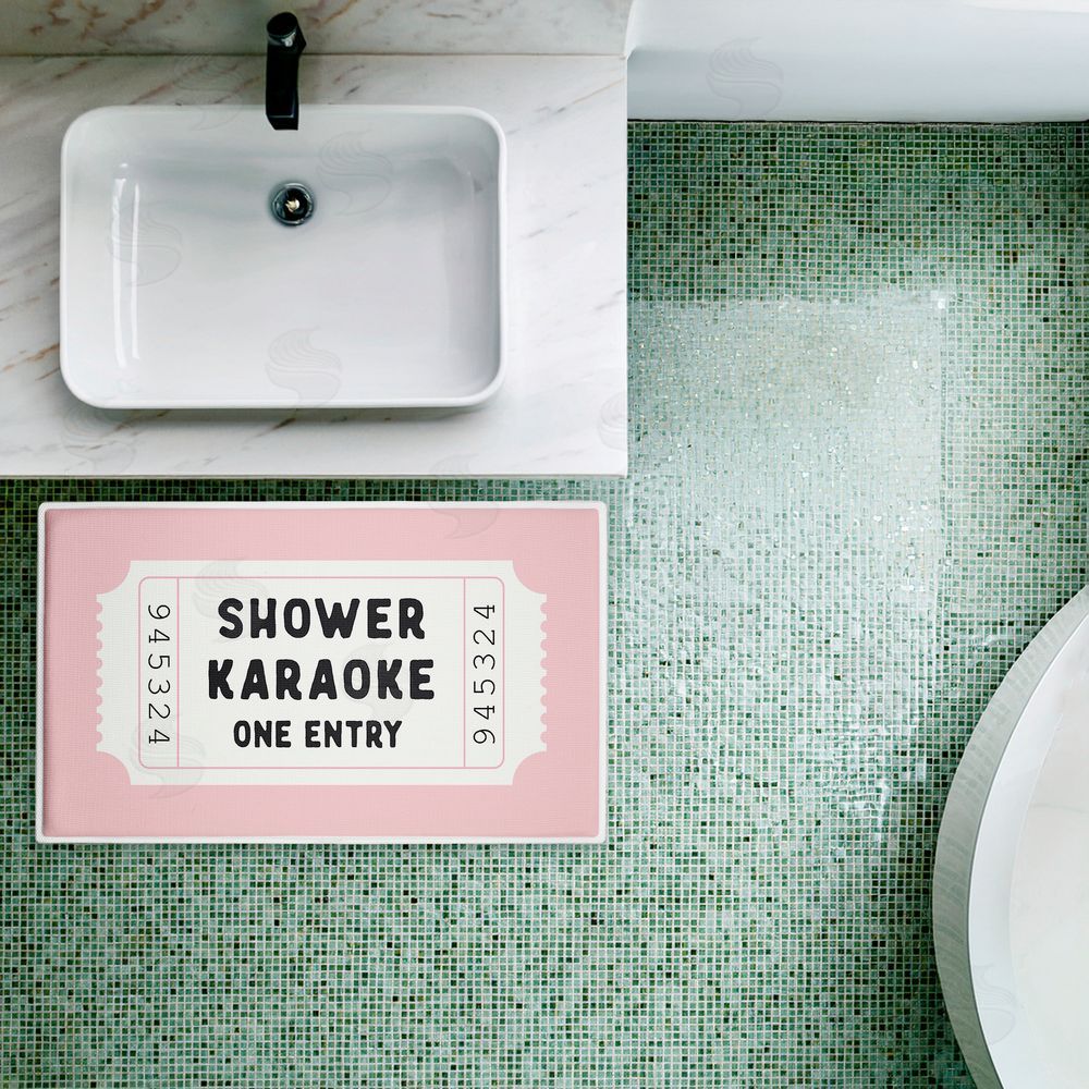 Lettered and Lined Shower Karaoke Pink Plush Bathroom Floor Mat