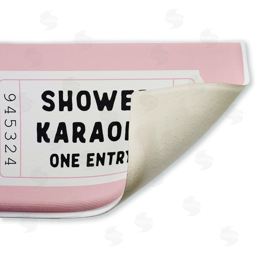 Lettered and Lined Shower Karaoke Pink Plush Bathroom Floor Mat