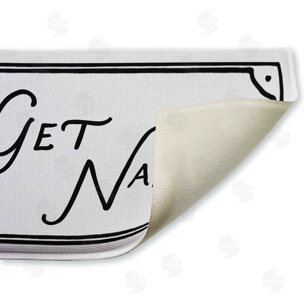 Lettered and Lined Get Naked Funny Phrase Plush Bathroom Floor Mat