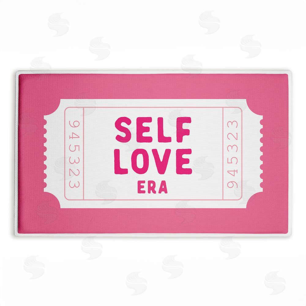 Lettered and Lined Self Love Era Ticket Plush Bathroom Floor Mat