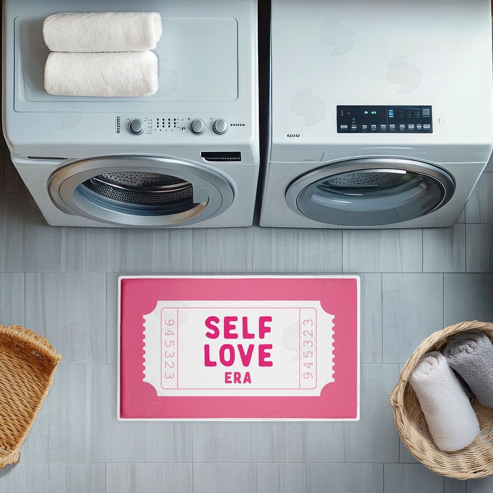 Lettered and Lined Self Love Era Ticket Plush Bathroom Floor Mat