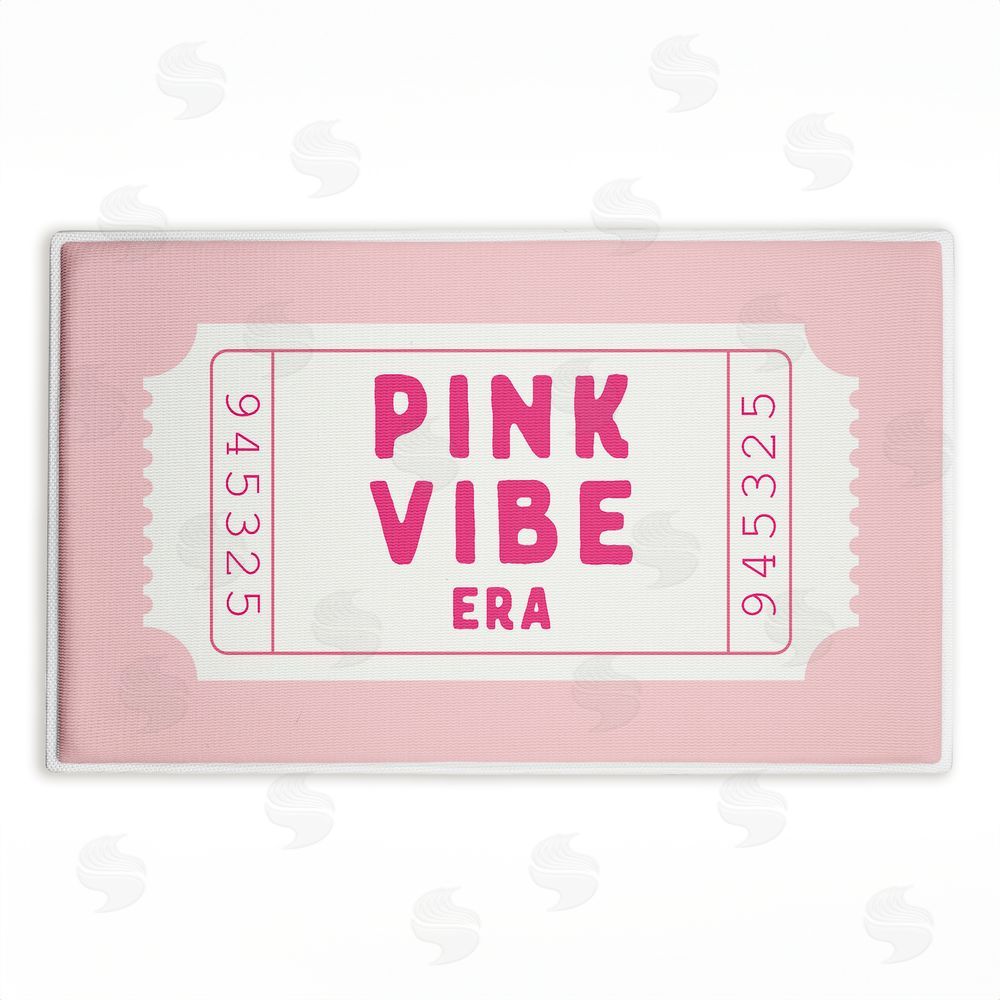 Lettered and Lined Pink Vibe Era Ticket Plush Bathroom Floor Mat
