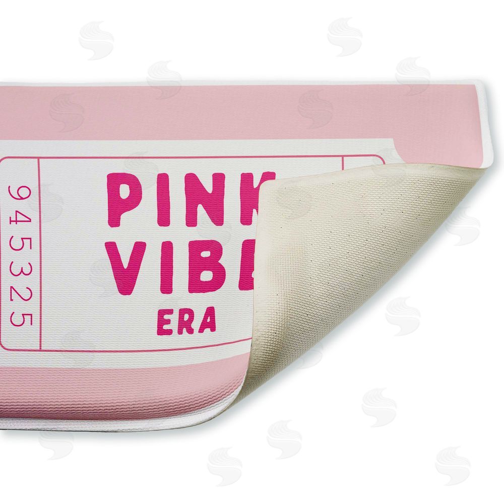 Lettered and Lined Pink Vibe Era Ticket Plush Bathroom Floor Mat
