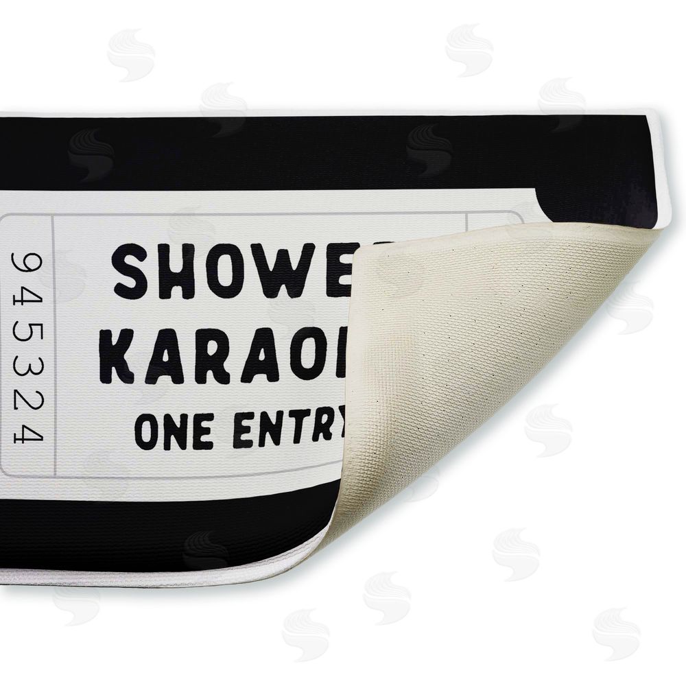 Lettered and Lined Shower Karaoke Black Plush Bathroom Floor Mat