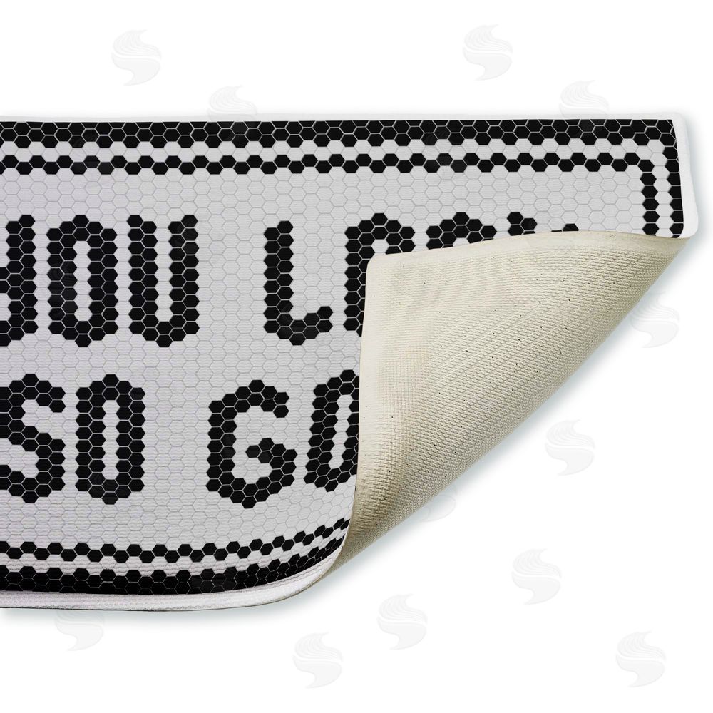 Lettered and Lined Black You Look So Good Plush Bathroom Floor Mat