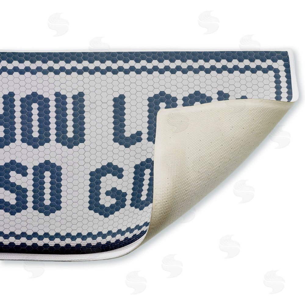 Lettered and Lined Muted You Look So Good Plush Bathroom Floor Mat