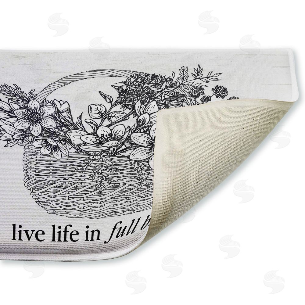 Lettered and Lined Vintage Live Life In Full Bloom Plush Bathroom Floor Mat