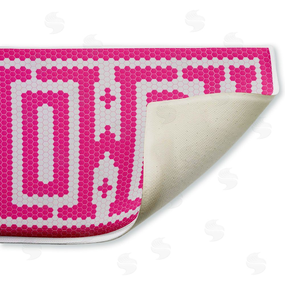 Lettered and Lined Western Greeting Howdy Pink Plush Bathroom Floor Mat