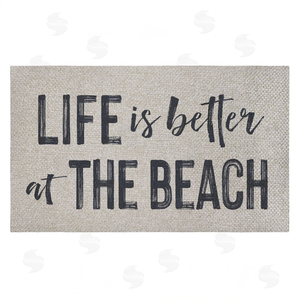 Lettered and Lined Life Better At The Beach Outdoor Faux Sisal Door Mat