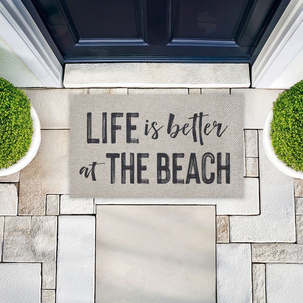 Lettered and Lined Life Better At The Beach Outdoor Faux Sisal Door Mat