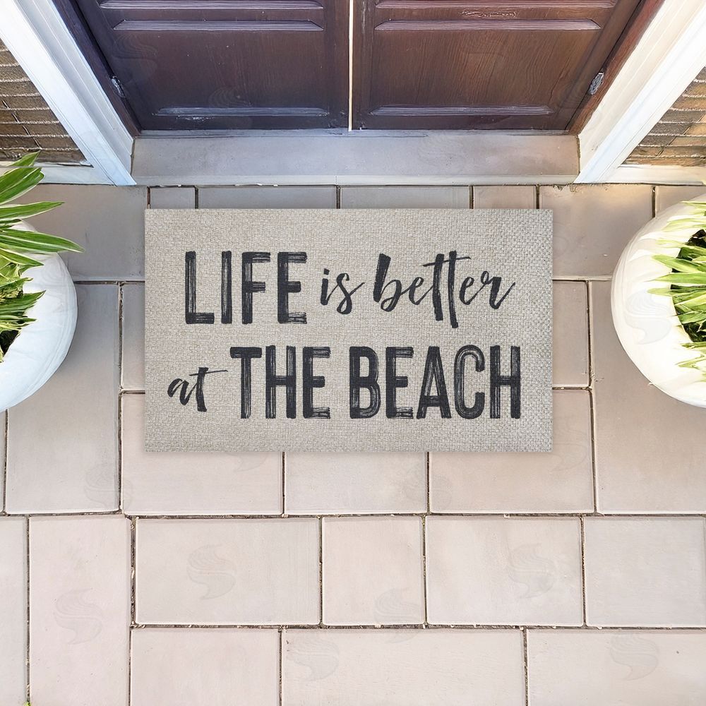 Lettered and Lined Life Better At The Beach Outdoor Faux Sisal Door Mat