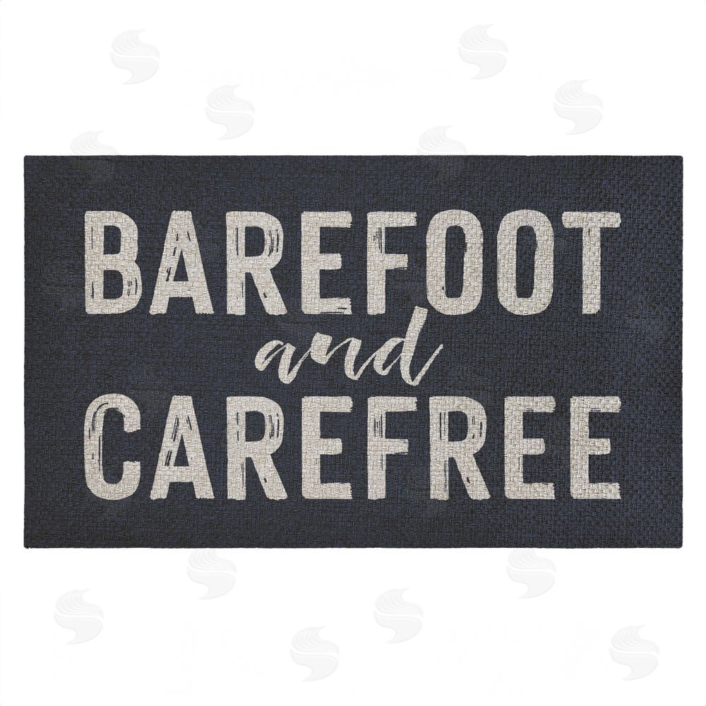 Lettered and Lined Barefoot & Carefree Summertime Outdoor Faux Sisal Door Mat