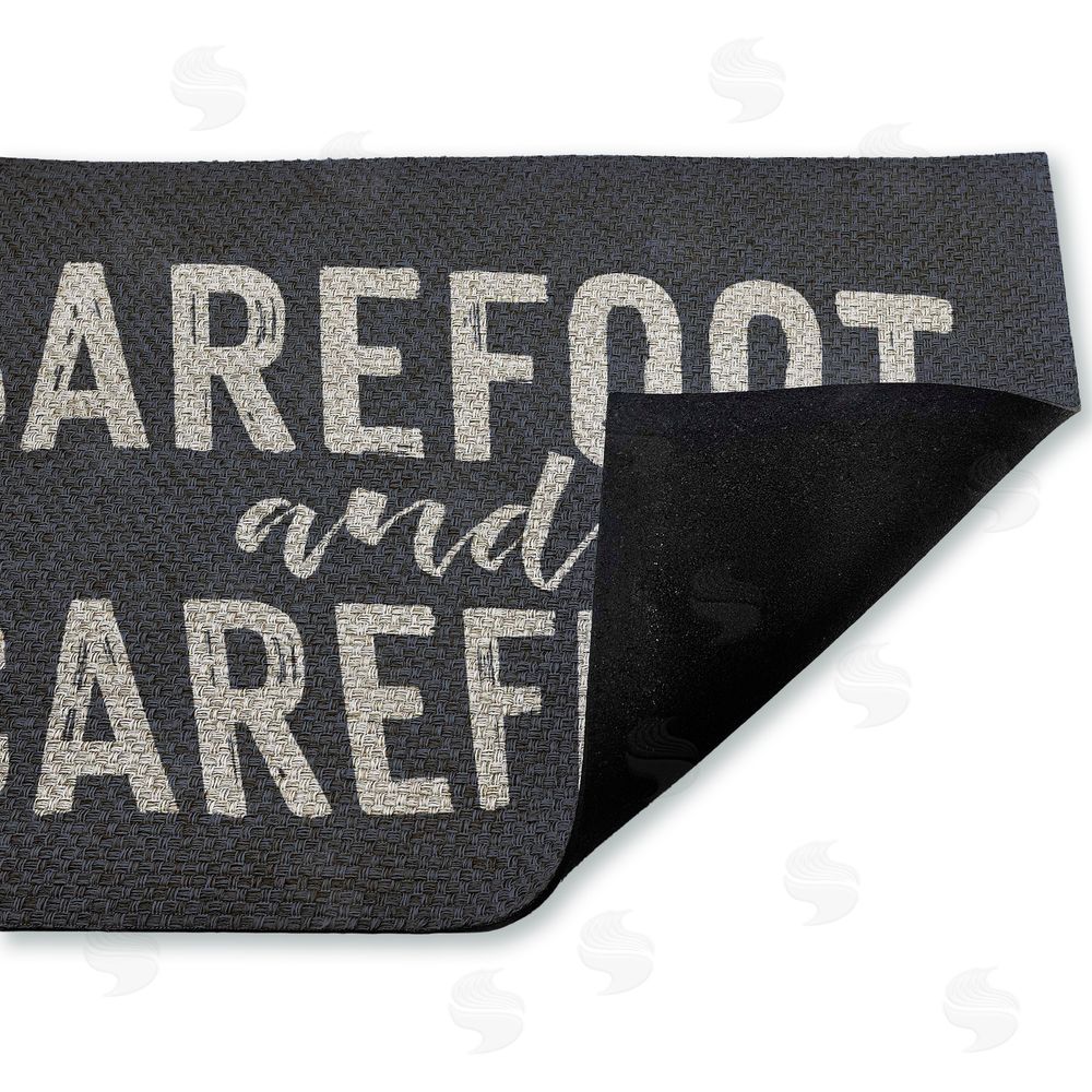 Lettered and Lined Barefoot & Carefree Summertime Outdoor Faux Sisal Door Mat