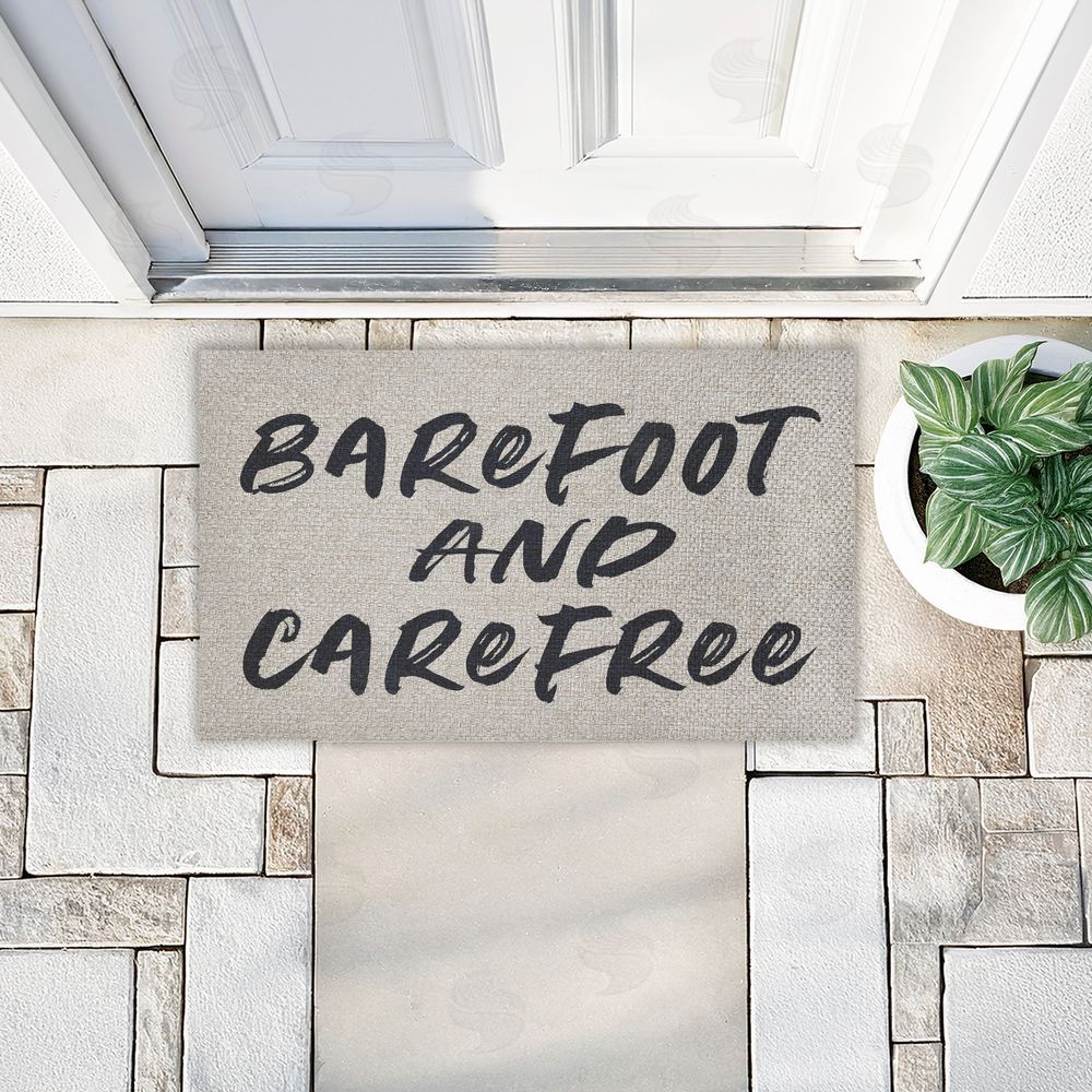 Lettered and Lined Minimal Barefoot And Carefree Outdoor Faux Sisal Door Mat