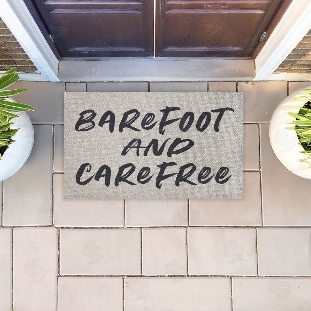 Lettered and Lined Minimal Barefoot And Carefree Outdoor Faux Sisal Door Mat