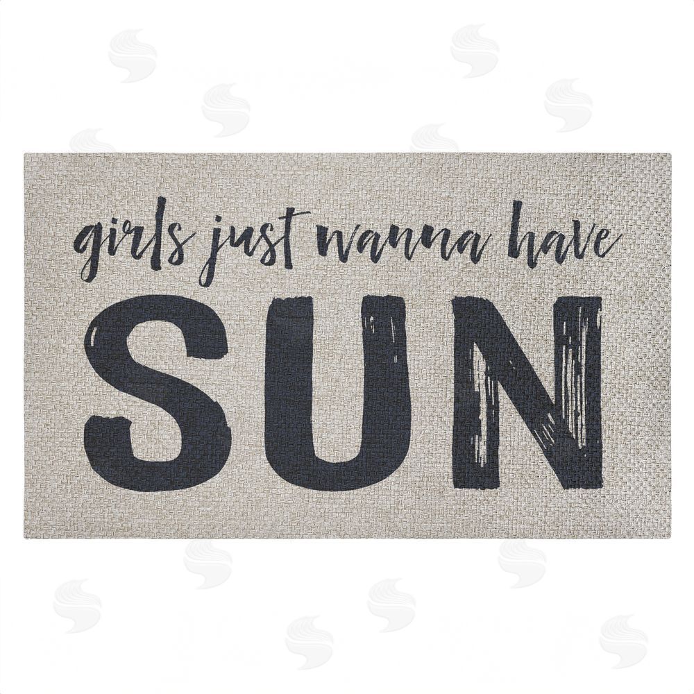 Lettered and Lined Girls Wanna Have Sun Outdoor Faux Sisal Door Mat