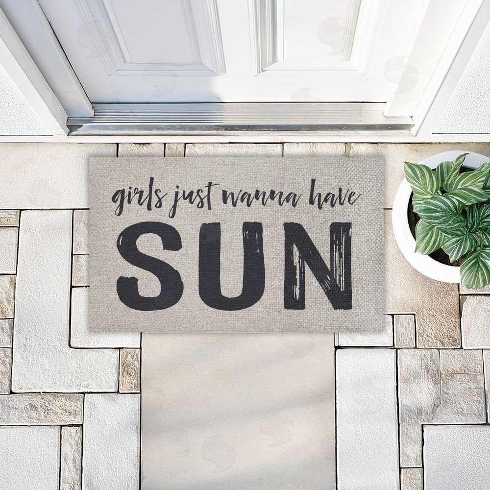 Lettered and Lined Girls Wanna Have Sun Outdoor Faux Sisal Door Mat