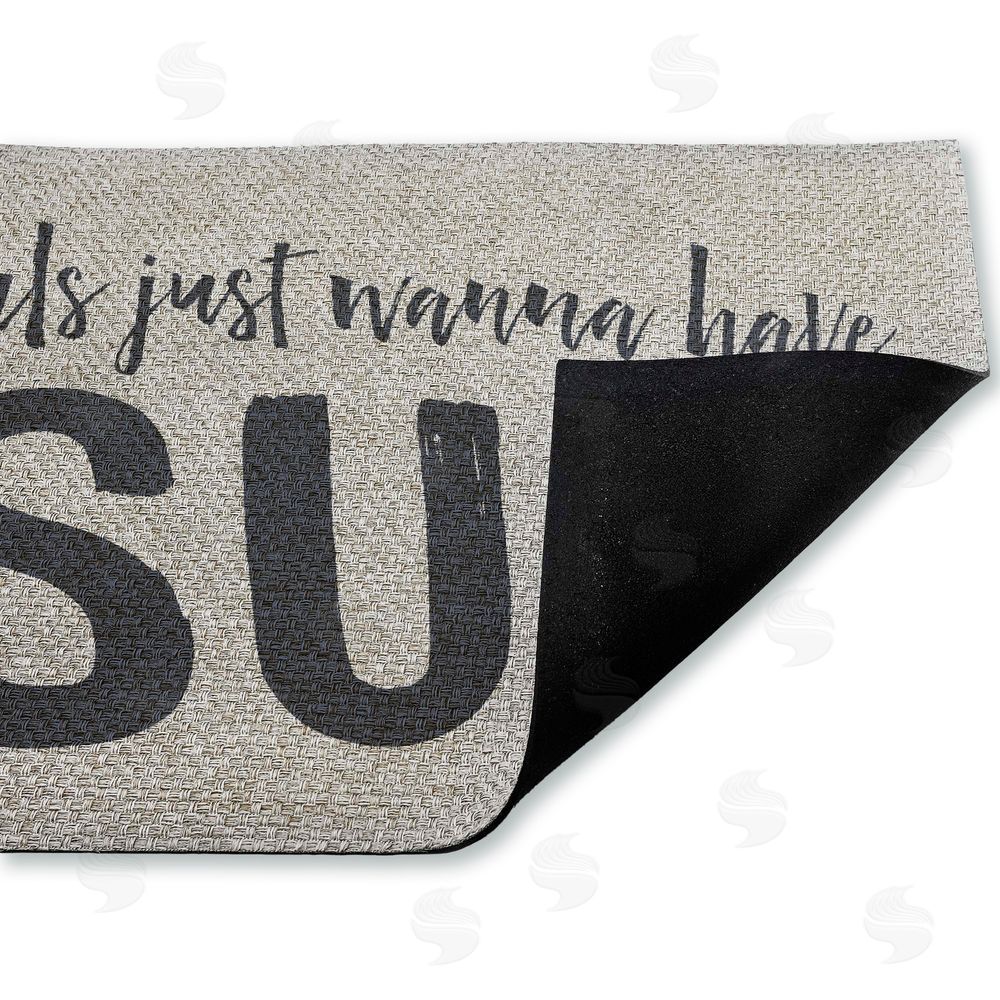 Lettered and Lined Girls Wanna Have Sun Outdoor Faux Sisal Door Mat