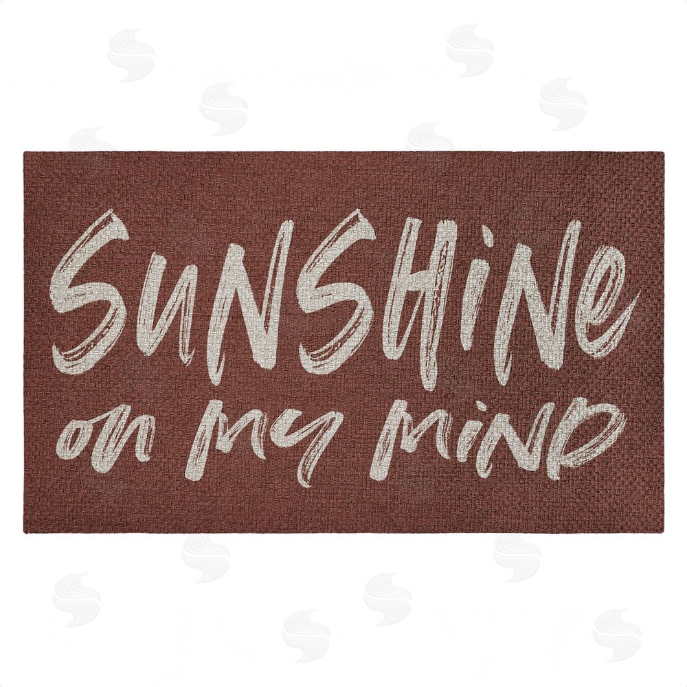 Lettered and Lined Brown Sunshine On My Mind Outdoor Faux Sisal Door Mat