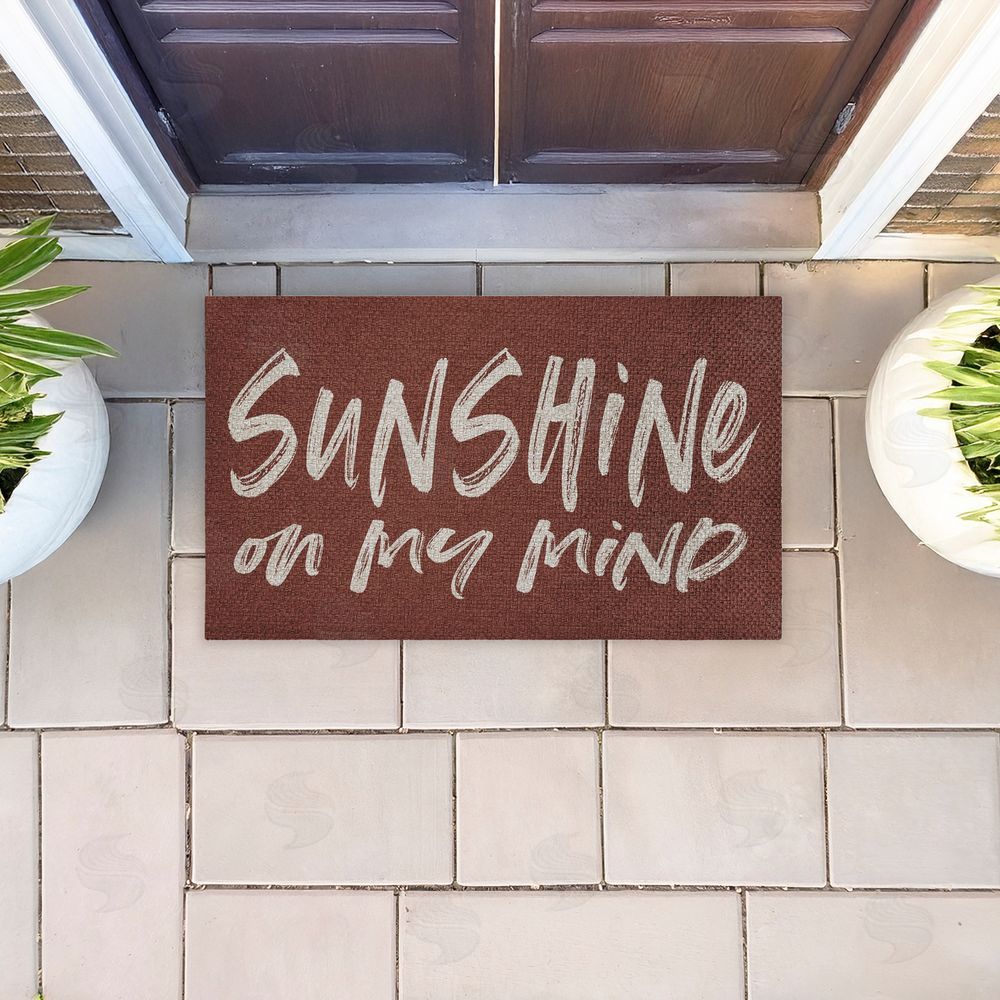Lettered and Lined Brown Sunshine On My Mind Outdoor Faux Sisal Door Mat