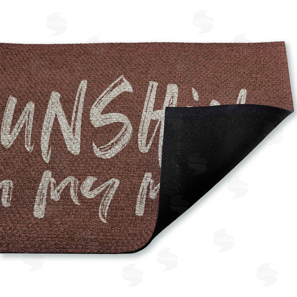 Lettered and Lined Brown Sunshine On My Mind Outdoor Faux Sisal Door Mat