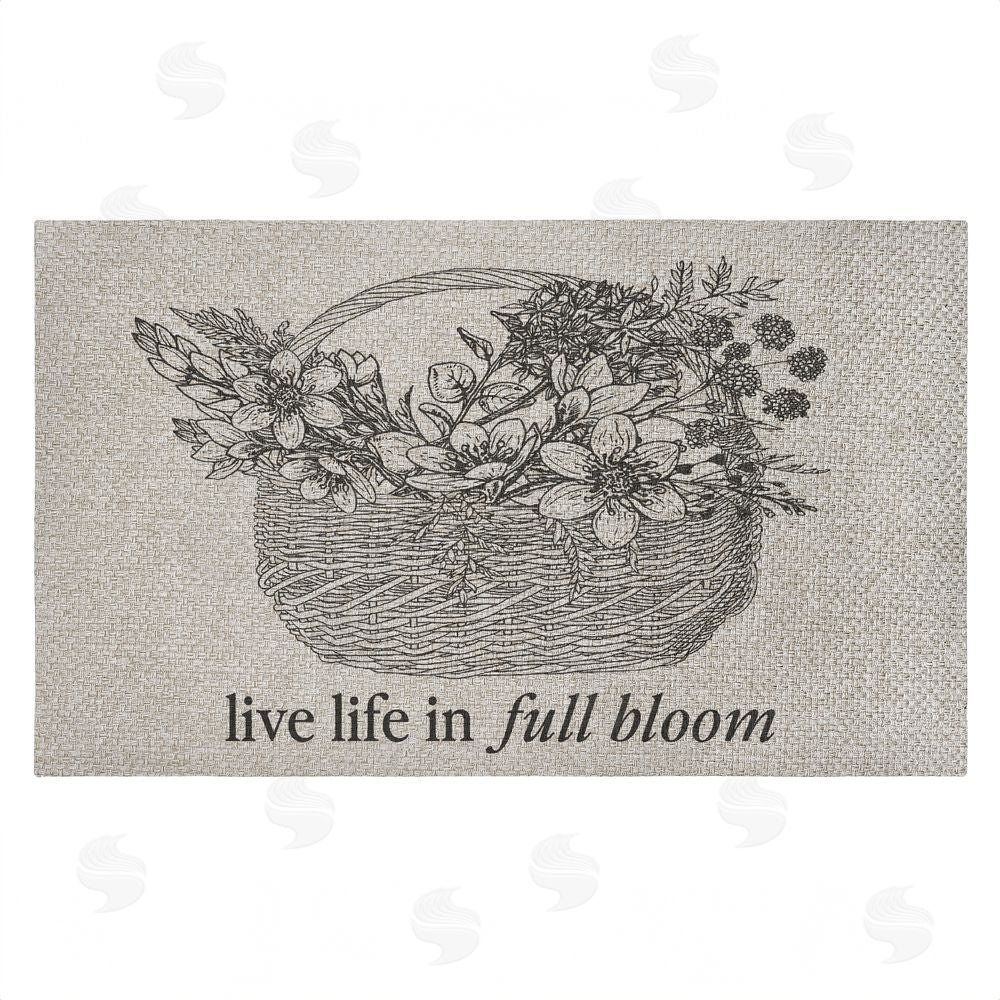 Lettered and Lined Life In Full Bloom Floral Basket Outdoor Faux Sisal Door Mat