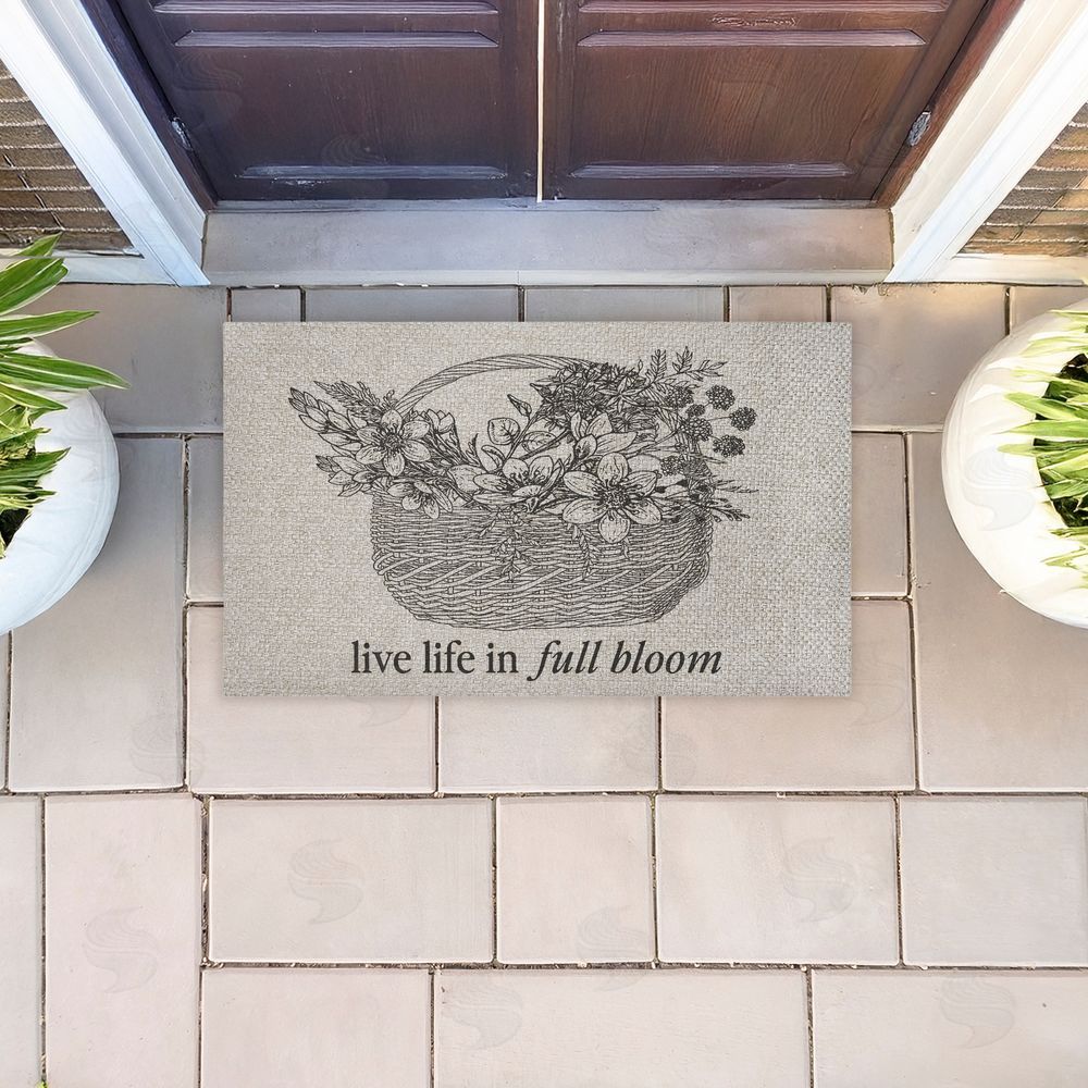 Lettered and Lined Life In Full Bloom Floral Basket Outdoor Faux Sisal Door Mat