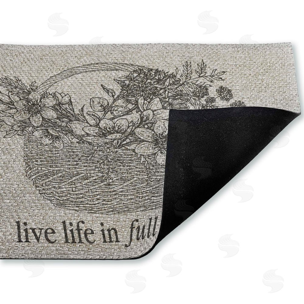Lettered and Lined Life In Full Bloom Floral Basket Outdoor Faux Sisal Door Mat