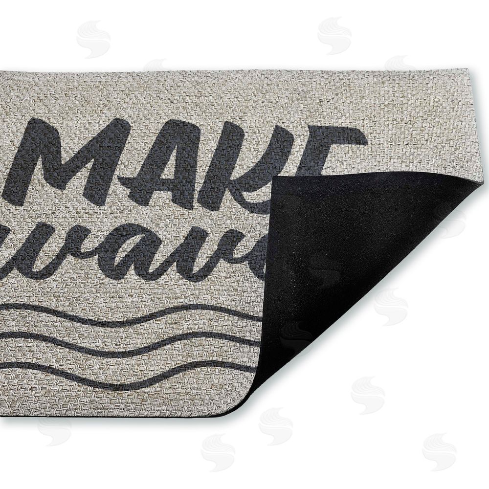Lettered and Lined Make Waves Navy Blue Outdoor Faux Sisal Door Mat