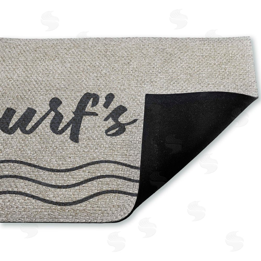 Lettered and Lined Surf's Up with Waves Outdoor Faux Sisal Door Mat