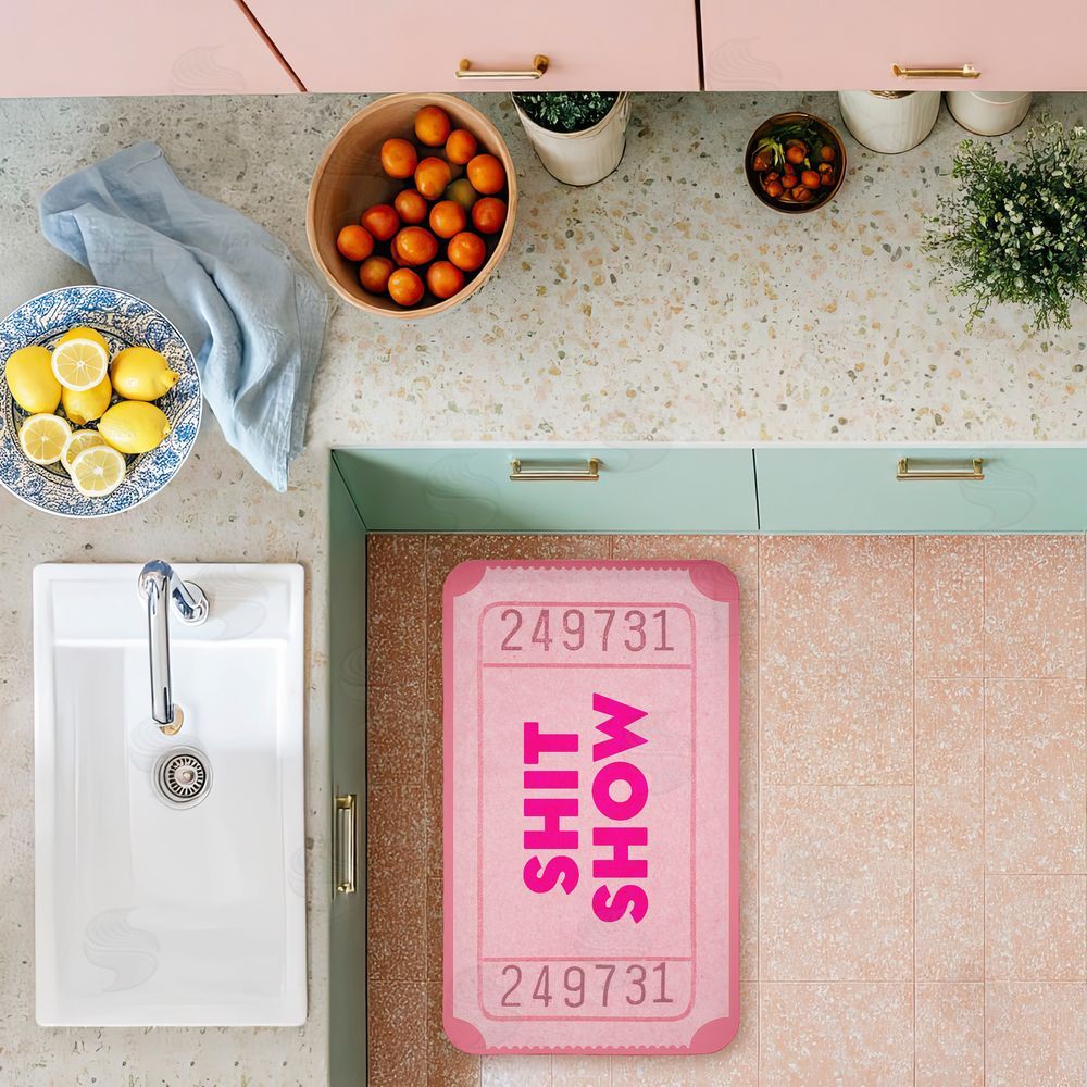 Stupell Studio Pink Sh*t Show Ticket Kitchen Floor Mat