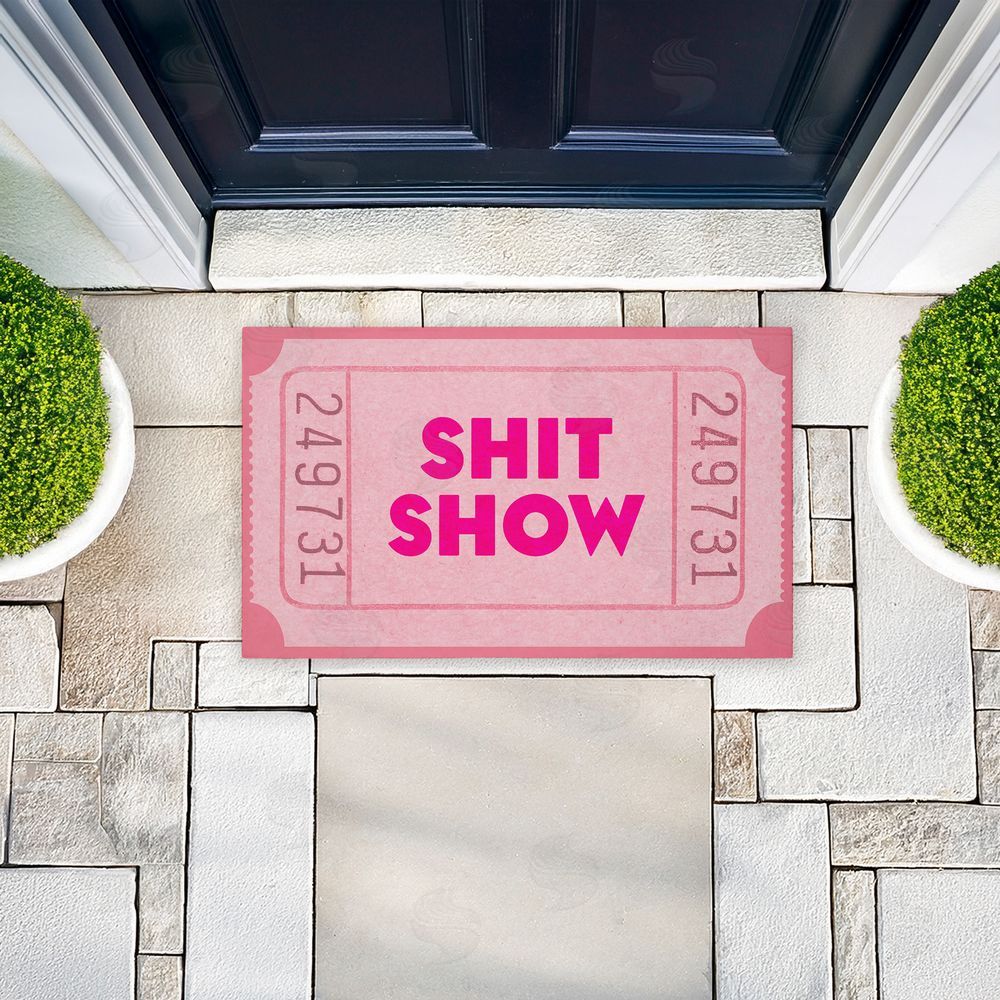 Stupell Studio Pink Sh*t Show Ticket Unwoven Outdoor Door Mat
