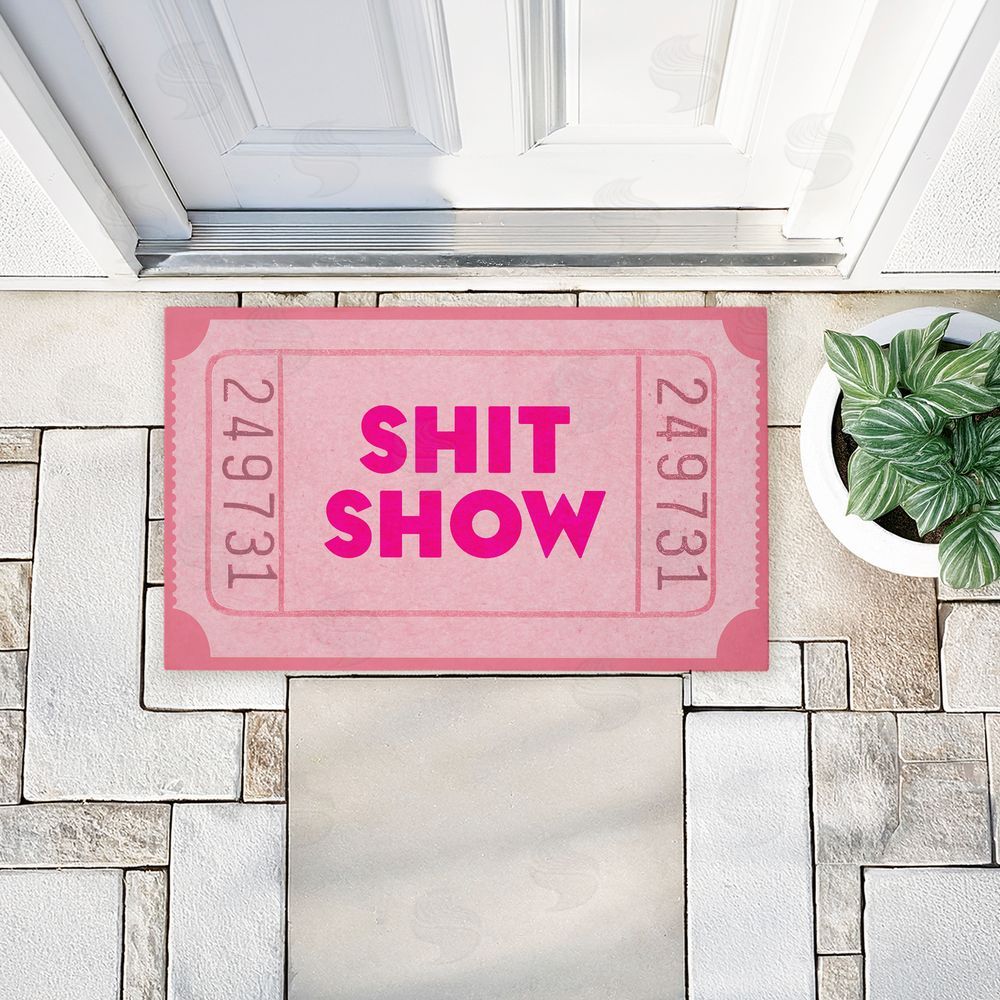 Stupell Studio Pink Sh*t Show Ticket Unwoven Outdoor Door Mat