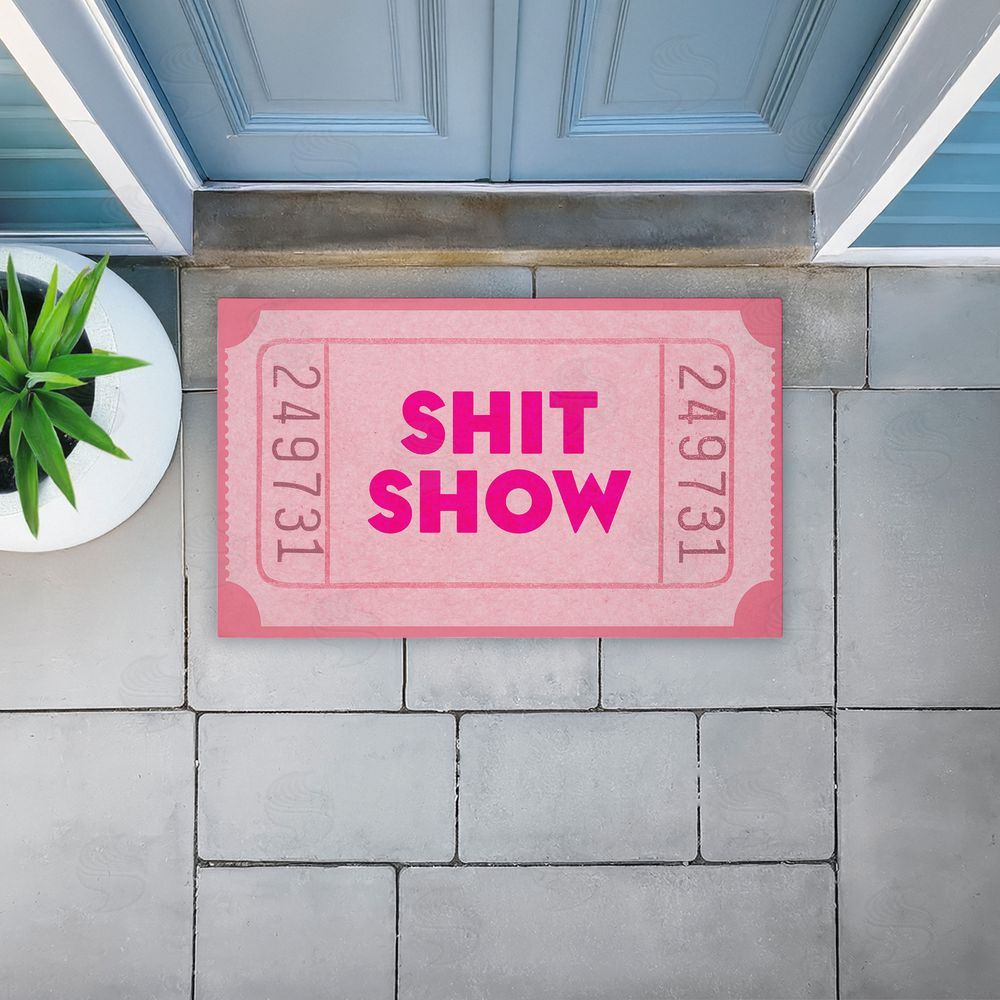 Stupell Studio Pink Sh*t Show Ticket Unwoven Outdoor Door Mat