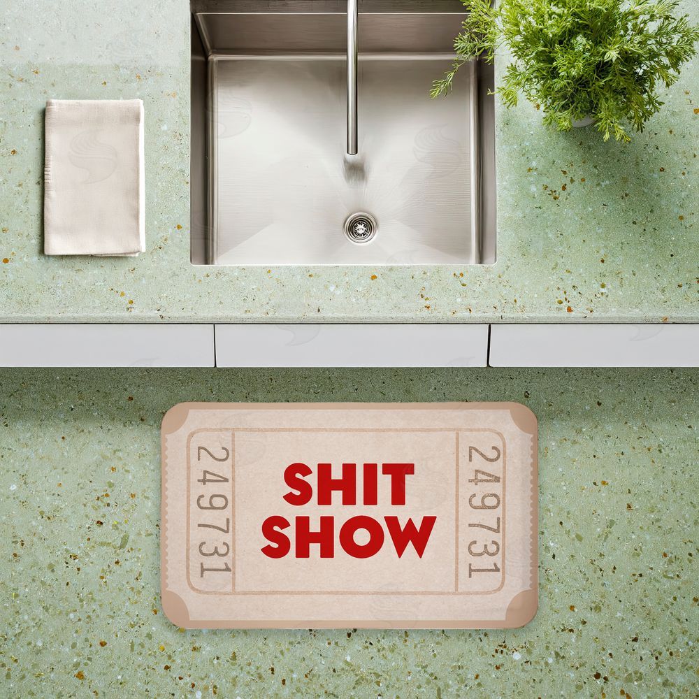 Stupell Studio Sh*t Show Ticket Neutrals Kitchen Floor Mat