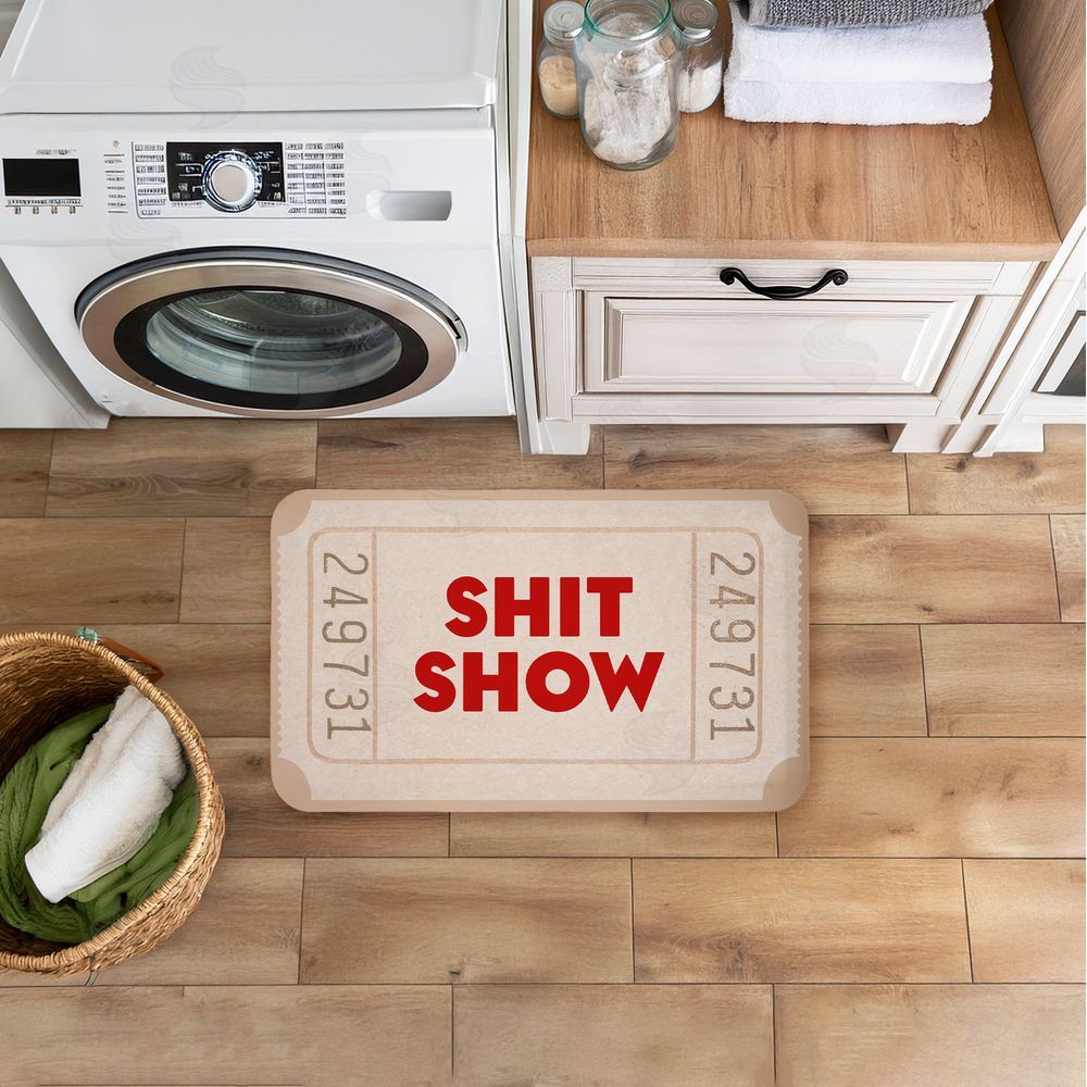 Stupell Studio Sh*t Show Ticket Neutrals Kitchen Floor Mat