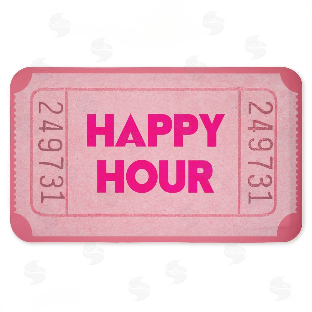 Stupell Studio Pink Happy Hour Ticket Kitchen Floor Mat