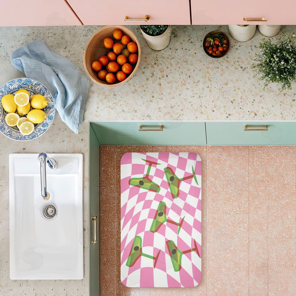 Stupell Studio Bright Retro Cocktail Glasses Kitchen Floor Mat