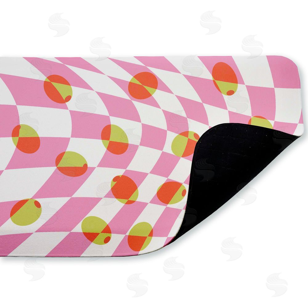 Stupell Studio Retro Curved Olive Abstract Kitchen Floor Mat