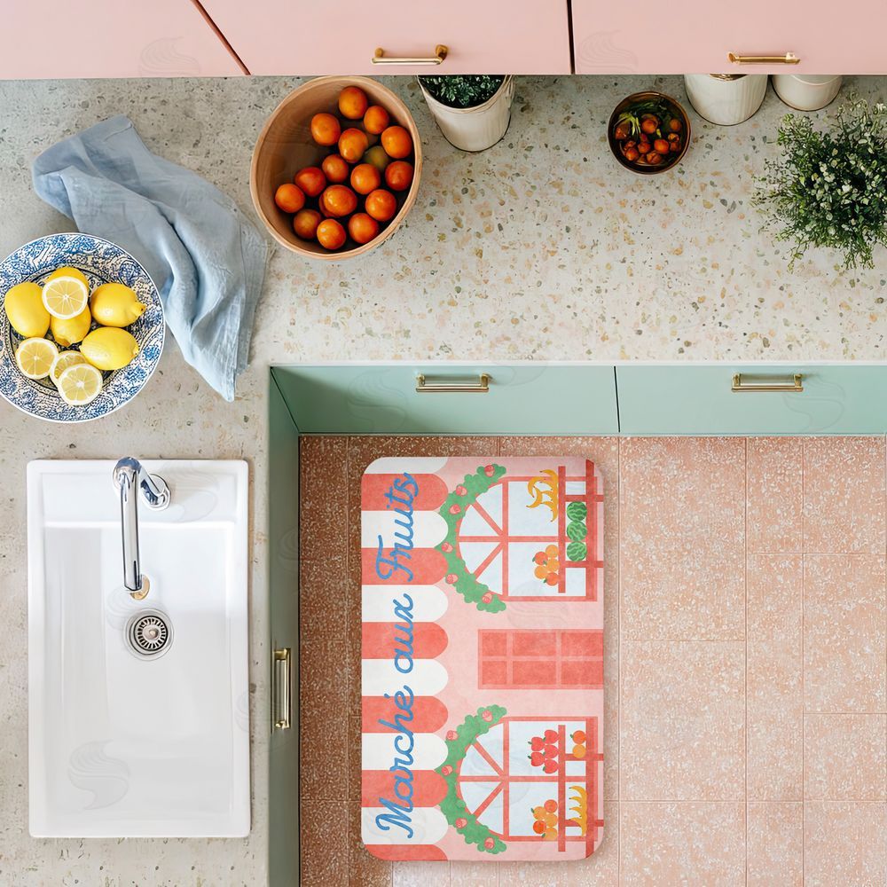 Stupell Studio French Fruit Market Kitchen Kitchen Floor Mat