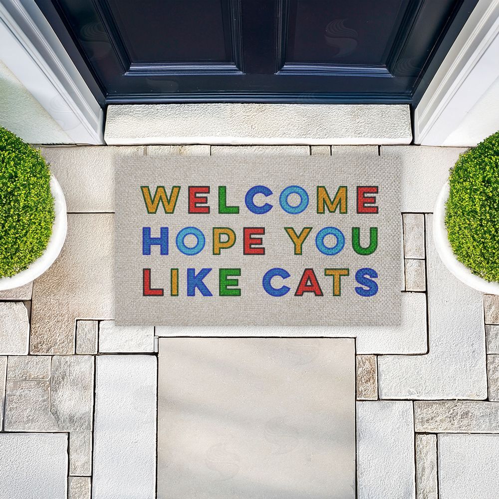 Stupell Studio Hope You Like Cats Greeting Outdoor Faux Sisal Door Mat